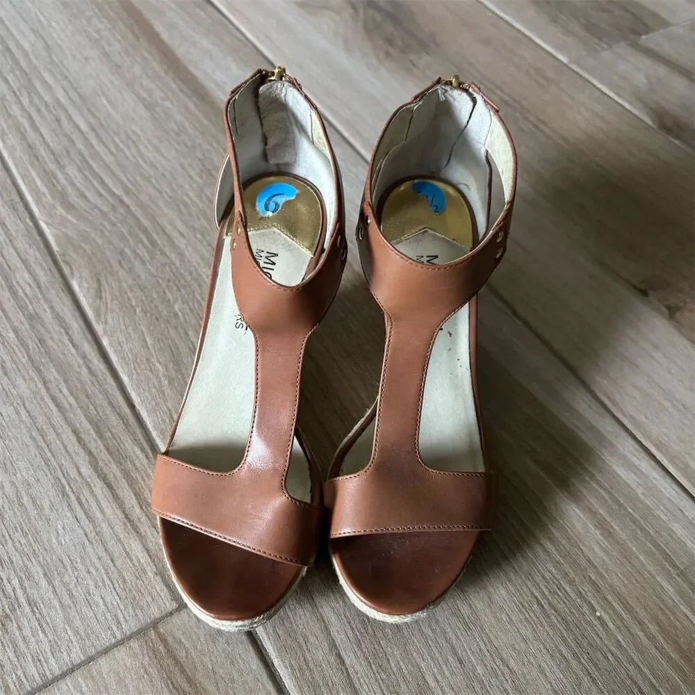 Michael Kors Women's Brown Wedge Espadrille Sandals Size 6M